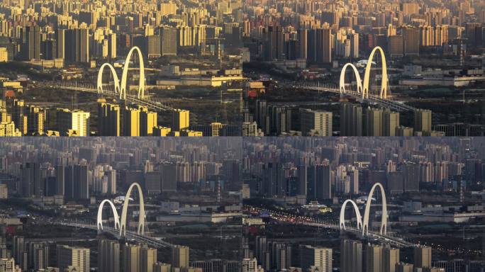 北京长安街新首钢大桥日转夜延时摄影