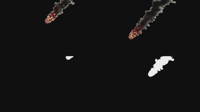 3d动画的陨石隔离在黑色与亮度哑光