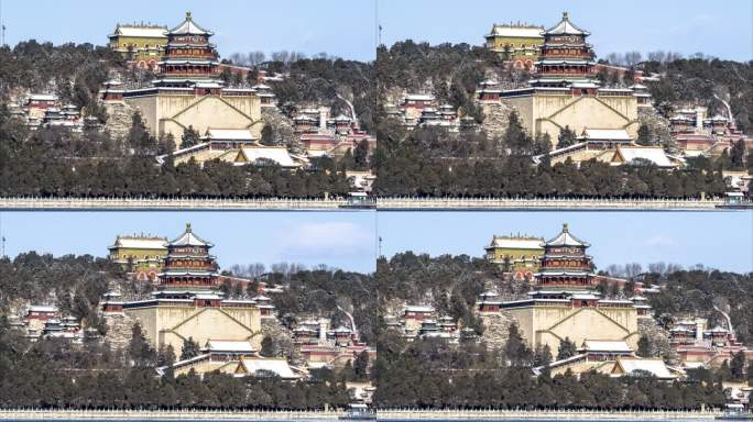 北京颐和园佛香阁雪景延时摄影