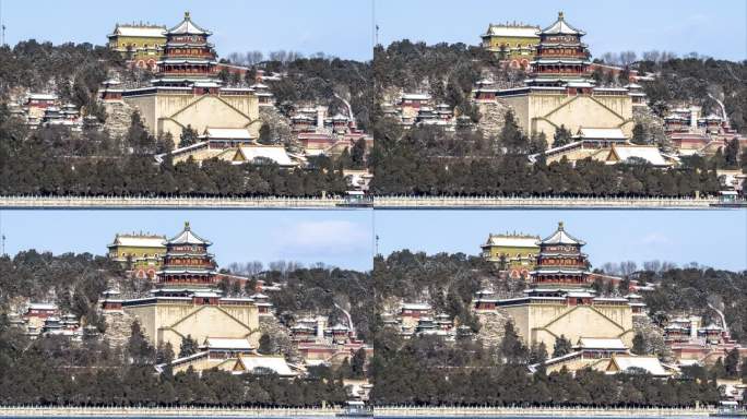北京颐和园佛香阁雪景延时摄影