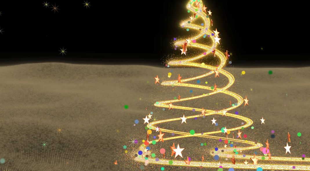 ae金色离子圣诞树，彩色光