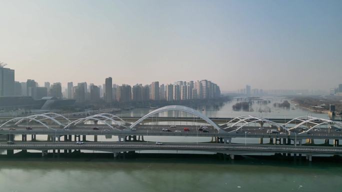 航拍西安广运大桥