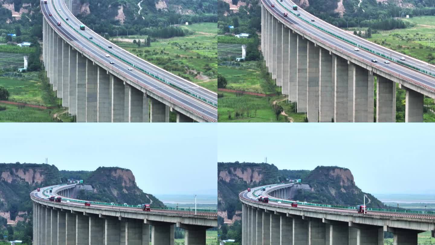 陕西韩城芝川大桥航拍