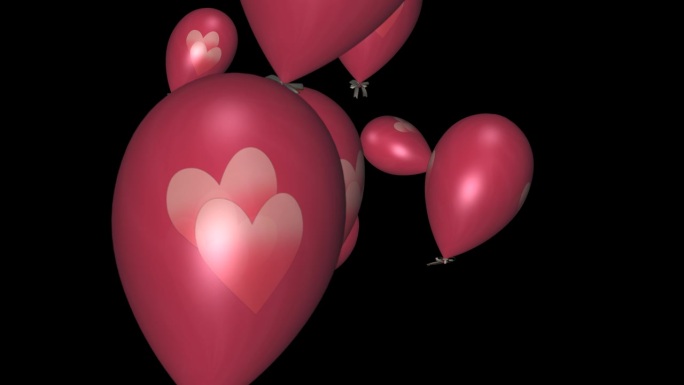 爱情气球-粉红色的心-飞行过渡- 01