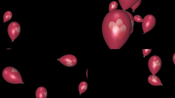 爱情气球-粉红色的心-飞行过渡- 01