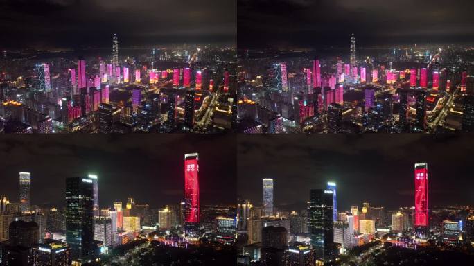 航拍深圳城市灯光秀夜景