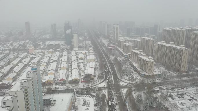 雪景 航拍 寿光 圣城街 大景