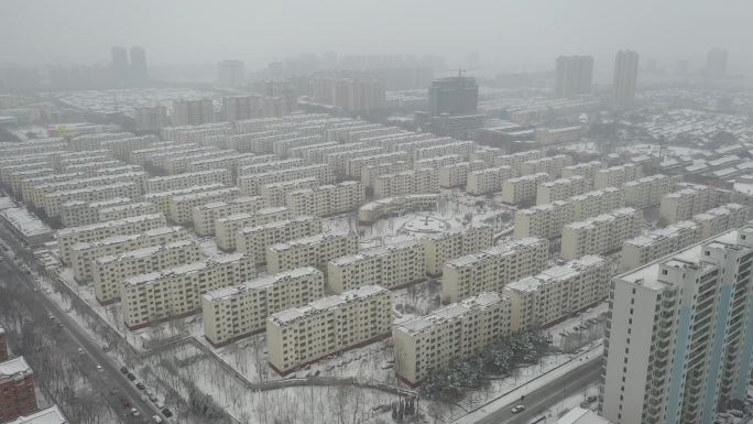 雪景 航拍 寿光 圣城街 大景