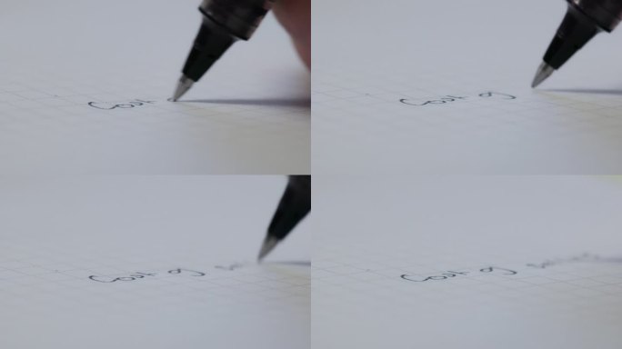 圆珠笔在空白笔记本上写字的特写镜头