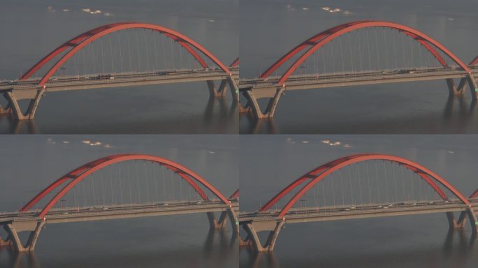 长沙 航拍 大桥 日出 光影