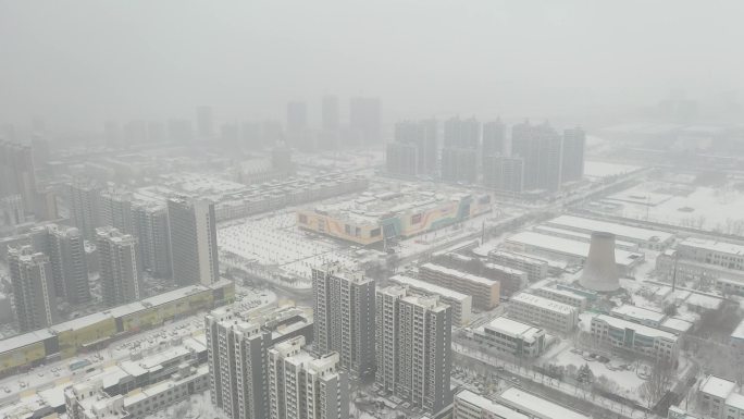 雪景 航拍 寿光 圣城街 大景