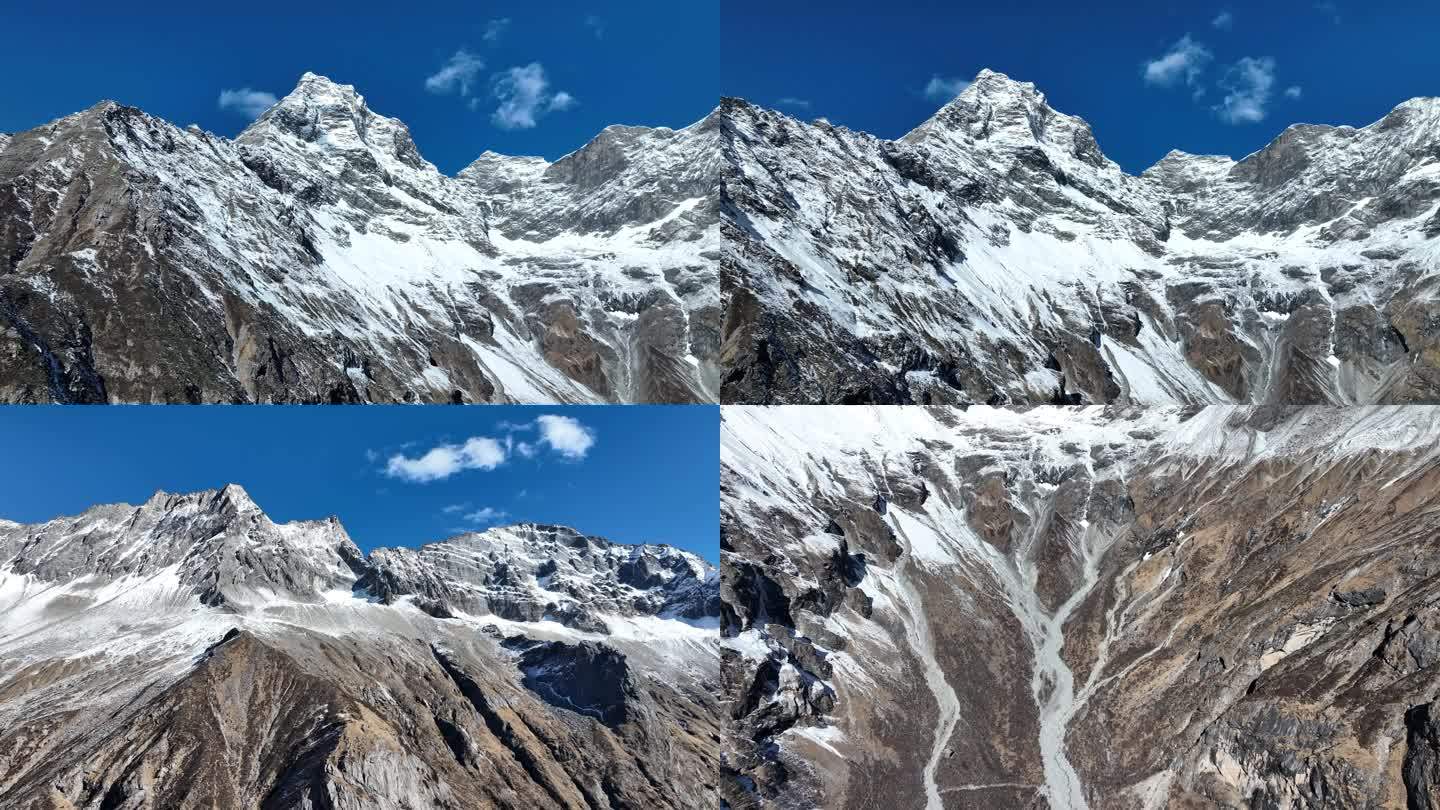 航拍四姑娘山景区雪山壮丽雪景