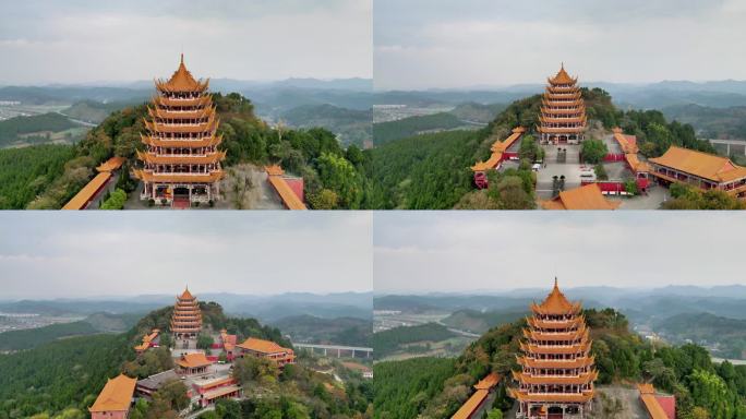 航拍四川遂宁灵泉寺风景区