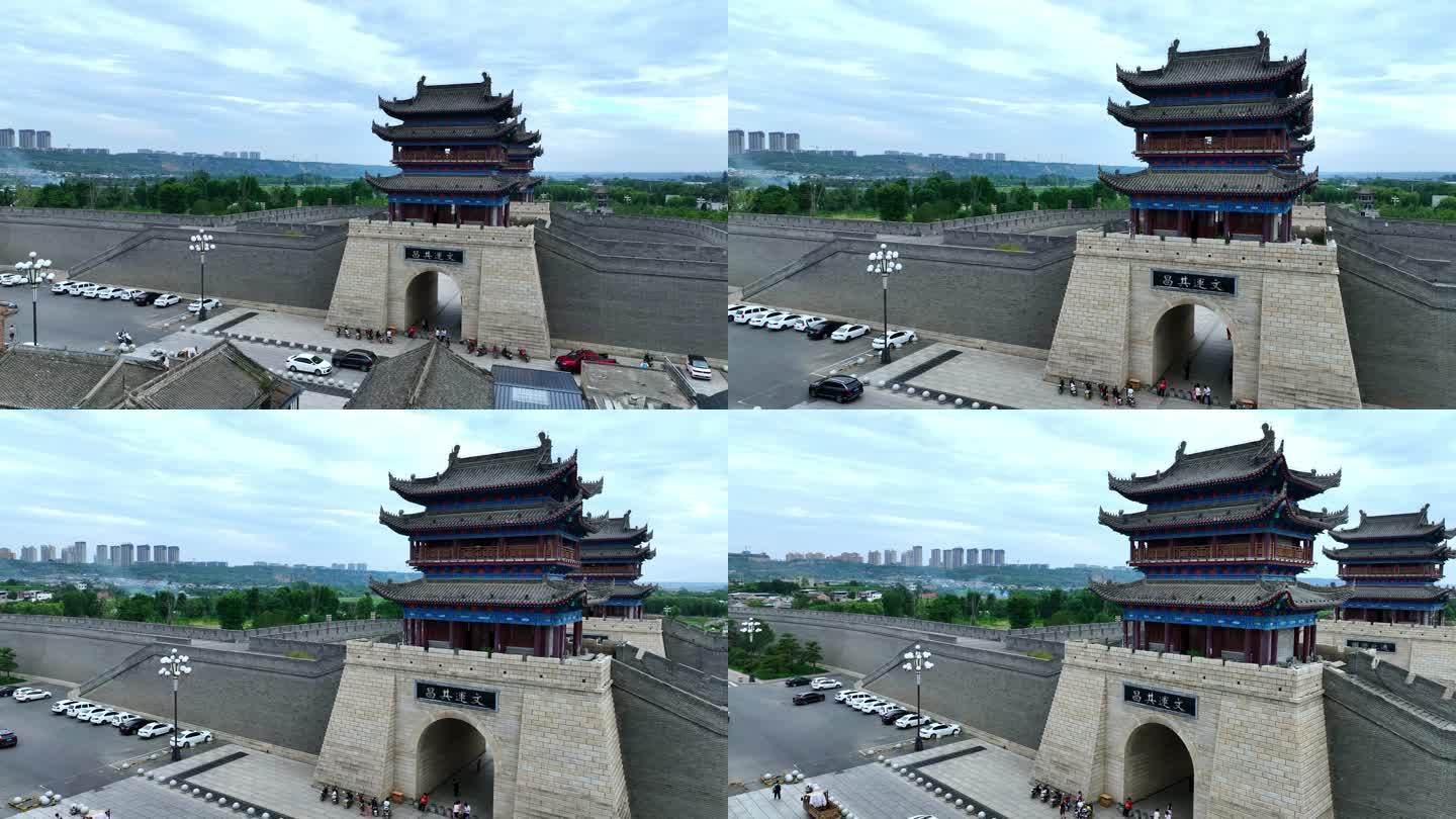 陕西韩城古城门航拍