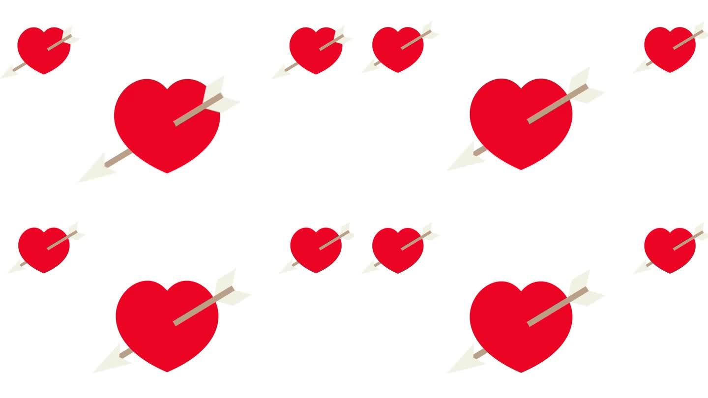 爱心图标卡通。动画的心脏与箭头图标。红色的爱情象征。心，爱图标透明的背景。动画，卡通，插图，矢量。4