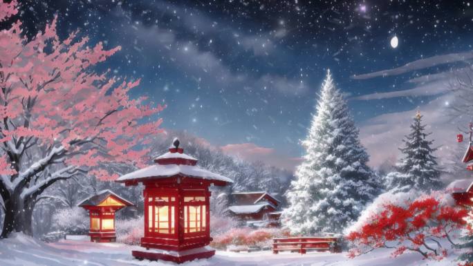 雪花 小雪背景雪花圣诞树松树