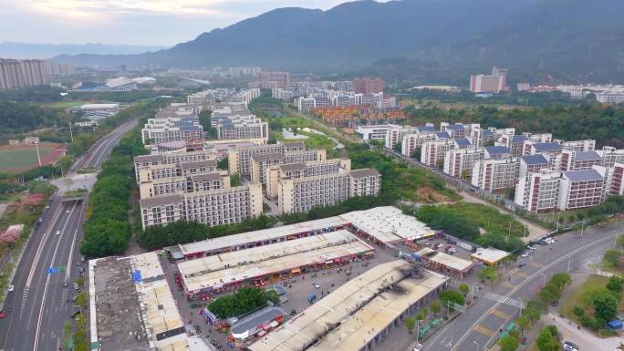 福州闽侯县大学城福州大学旗山校区航拍校园