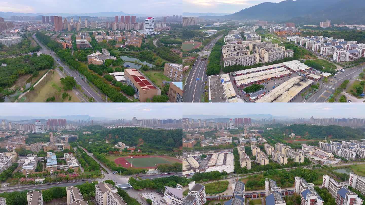 福州闽侯县大学城福州大学旗山校区航拍校园