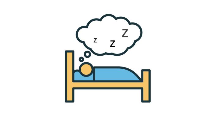 人睡在床上动画符号隔离在黑白背景。睡觉时的人类。失眠和放松午睡。