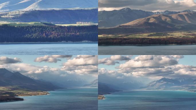 4K航拍新西兰普卡基湖自然风光
