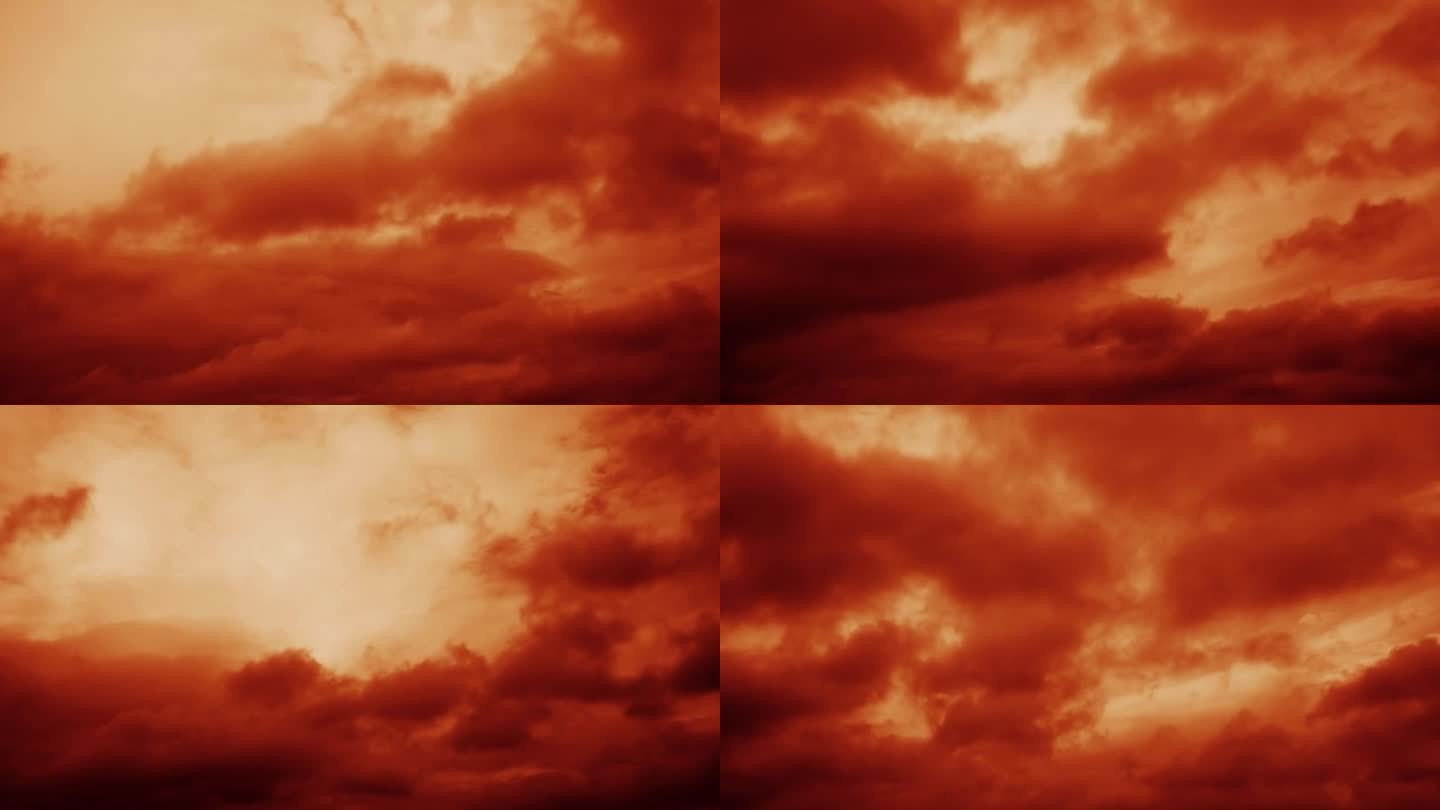 火红的云在头顶飞驰。