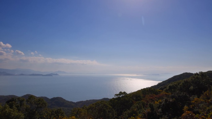 从福冈县大岛看美丽的大海和风景