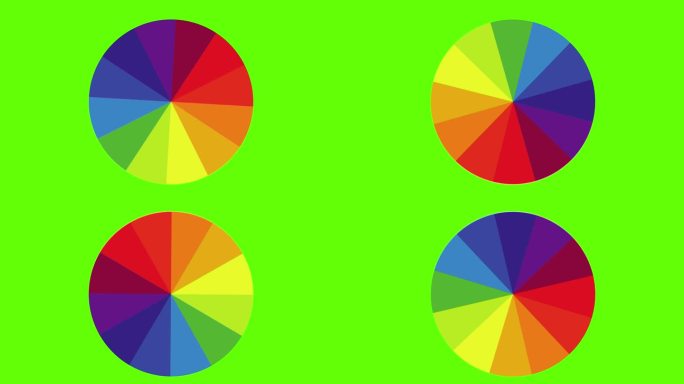 色轮与颜色和梯度，色轮光谱移动的绿屏。色度键效果