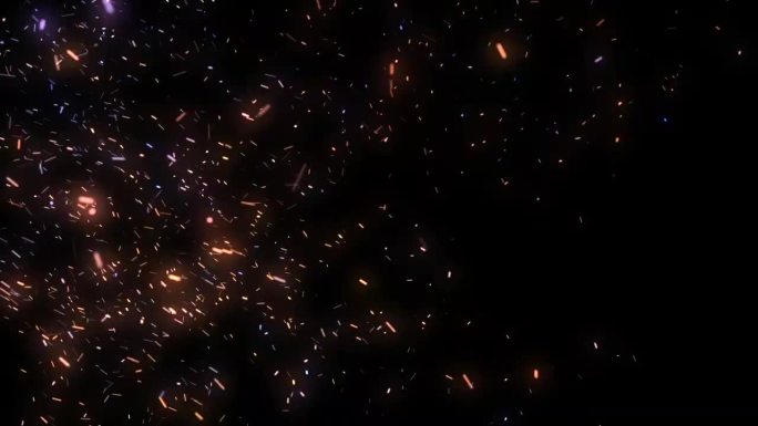 循环辉光火粒子火花上升与透明Alpha通道- 4K 3D动画火热的橙色发光飞烬燃烧灰烬粒子