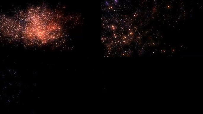 循环辉光火粒子火花上升与透明Alpha通道- 4K 3D动画火热的橙色发光飞烬燃烧灰烬粒子