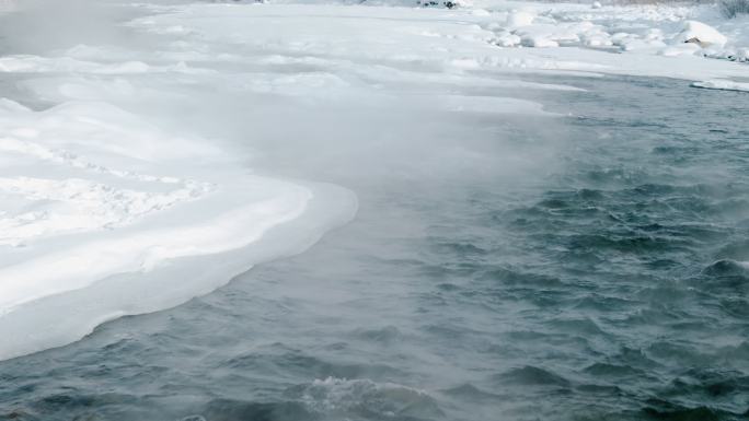 冰河溪流冰川水滴河流冰雪消融冬季河流