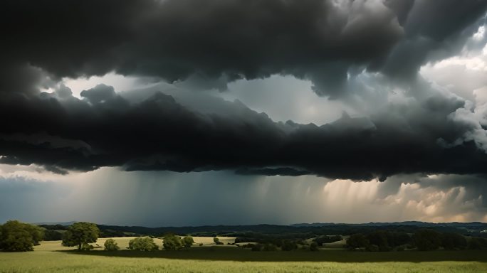 积雨云遮天蔽日云层透光空境云翻滚