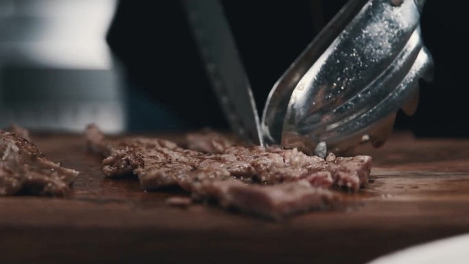 切红肉的特写视频美食烹饪教程食材处理