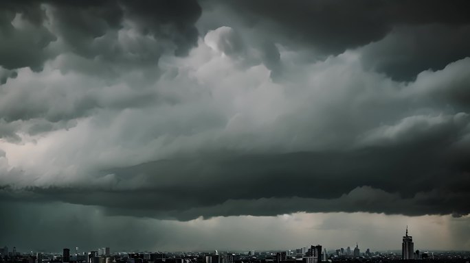 积雨云遮天蔽日云层透光空境云翻滚