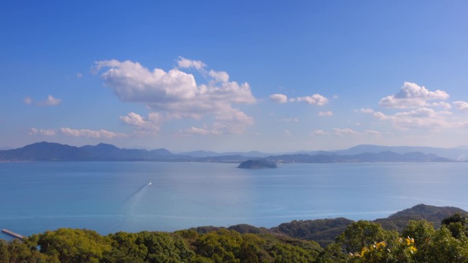 从福冈县大岛看美丽的大海和风景