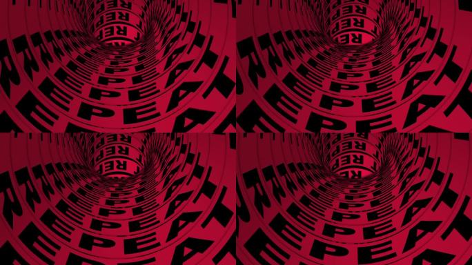 Black Text repeat animated on red background. Word