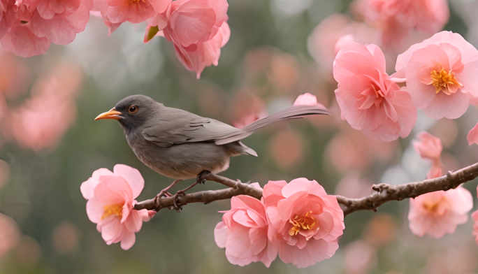 春天海棠花 小鸟 立春 春暖花开