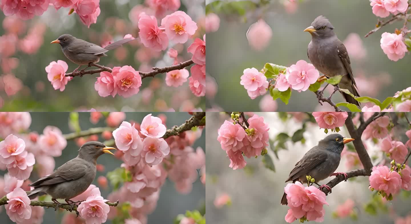 春天海棠花 小鸟 立春 春暖花开
