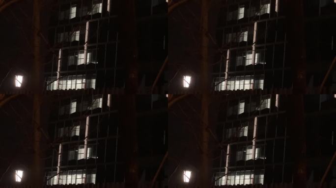 深夜夜晚亮灯窗外 夜景晚上加班灯光夜灯