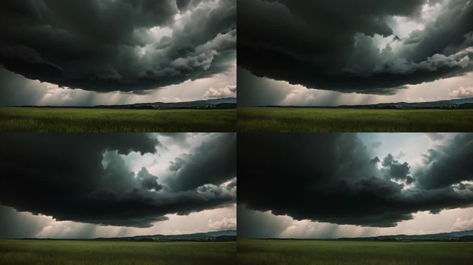 积雨云遮天蔽日云层透光空境云翻滚