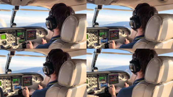 驾驶一架单引擎螺旋桨飞机