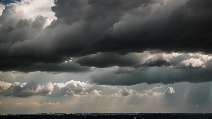 积雨云遮天蔽日云层透光空境云翻滚