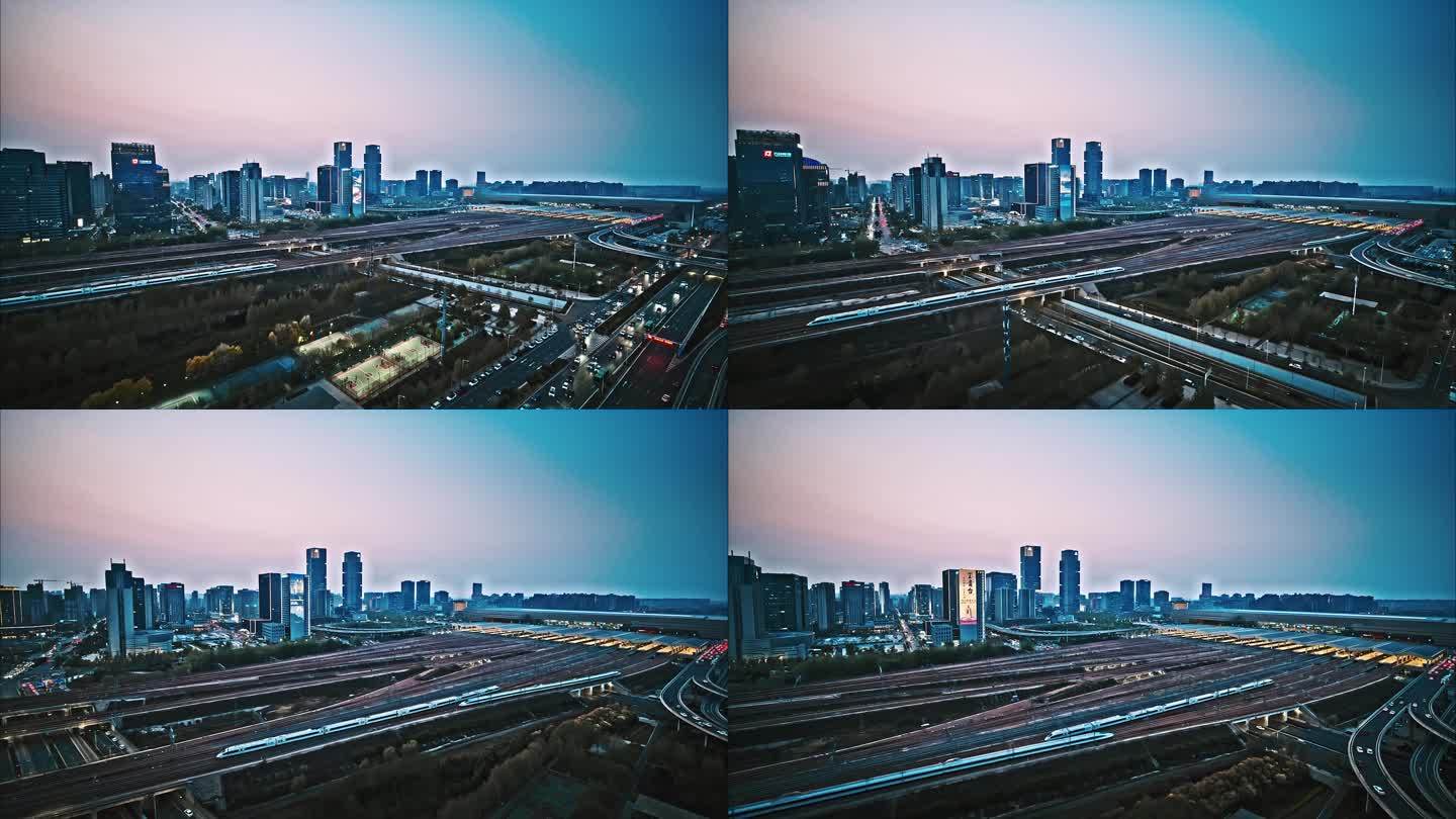 航拍郑州高铁东站4k