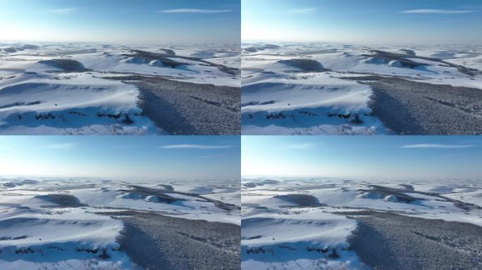 冬季呼伦贝尔自然风光山区雪景