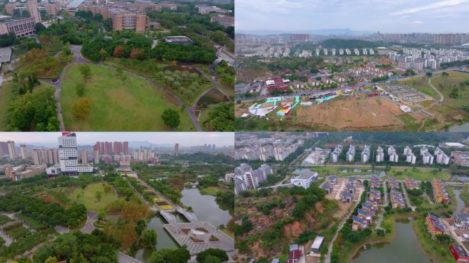 福州大学旗山校区航拍校园风景风光福建