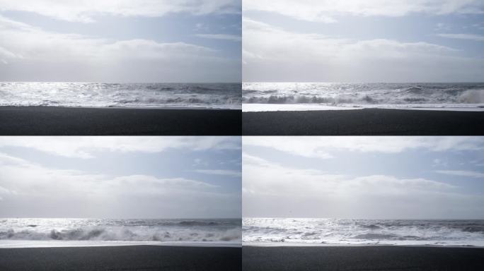 海滩上的海浪天际线空镜宣传片