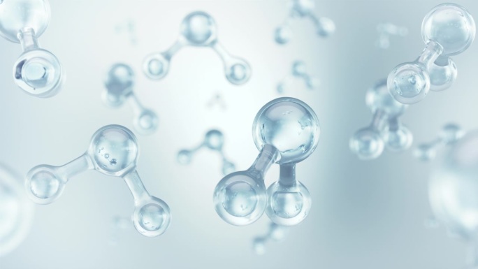 HO2氢氧自由基分子，氢分子背景模型，三维动画。