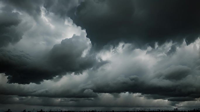 积雨云遮天蔽日云层透光空境云翻滚