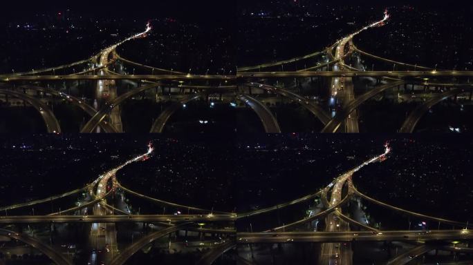 航拍城市立交桥夜景
