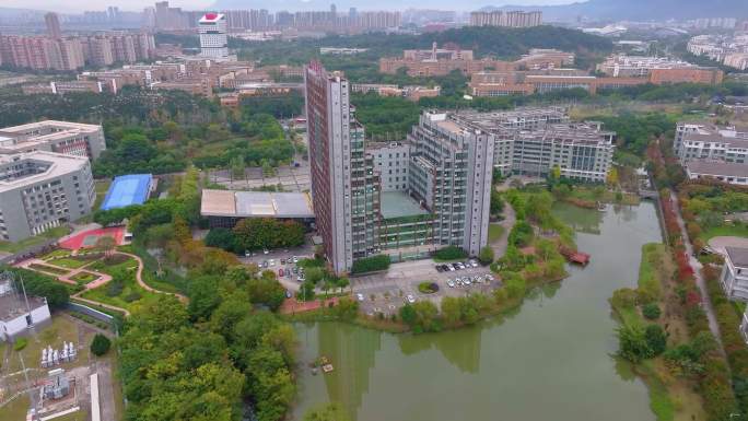 福州福建江夏学院大学城校区航拍校园风景风