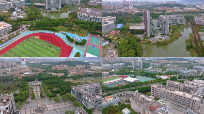 福州福建江夏学院大学城校区航拍校园风景风